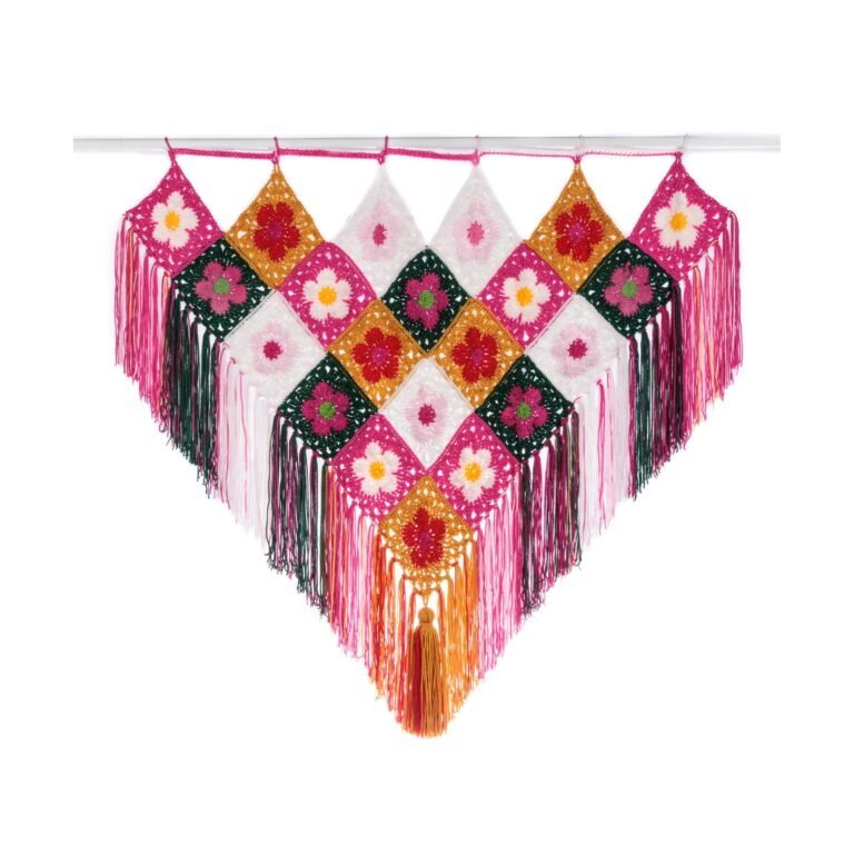 Empower Your Walls with the Flower Power Motif Crochet Masterpiece