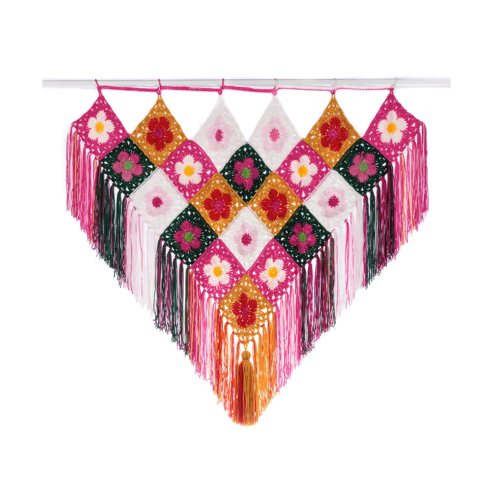 Empower Your Walls with the Flower Power Motif Crochet Masterpiece