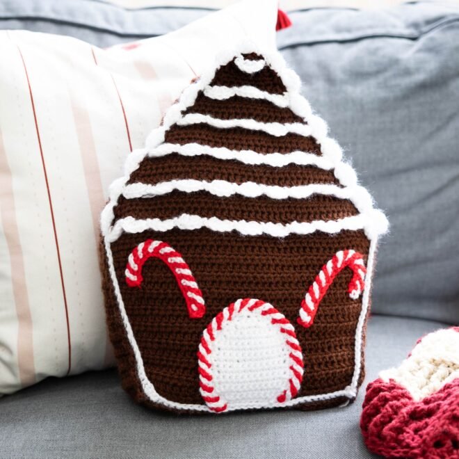 Enchanting Joy: Crafting the Crochet Gingerbread House Pillow